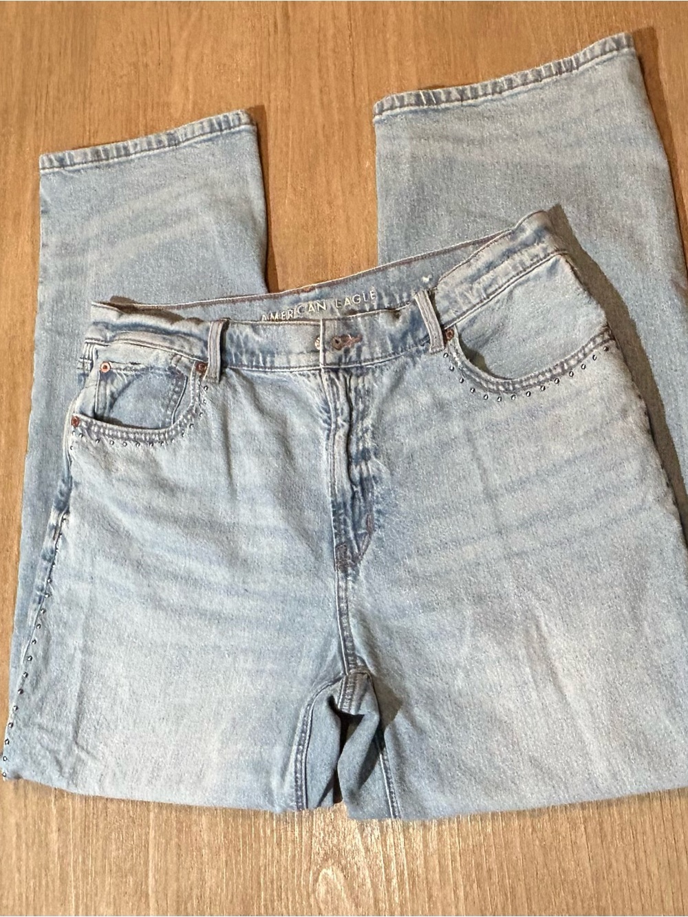 American Eagle Strigid Studded Light Wash Jeans - Size 12 Regular